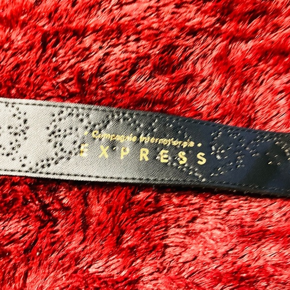 Vintage Express Compagnie International Black Leather Suede Gold Studded Belt S - Picture 3 of 4